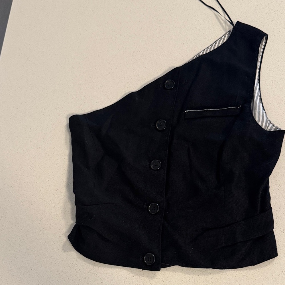 Zara Black Asymmetrical Button-Up Women's Top - New without Tag XS